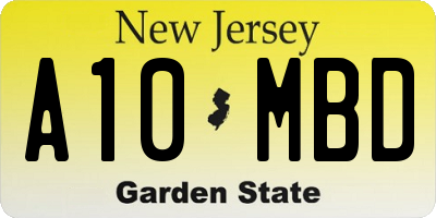 NJ license plate A10MBD