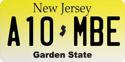 NJ license plate A10MBE