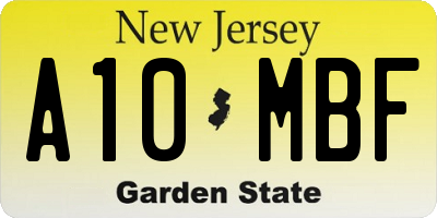 NJ license plate A10MBF