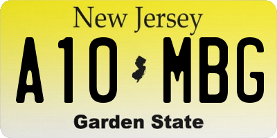 NJ license plate A10MBG