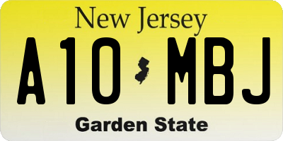 NJ license plate A10MBJ