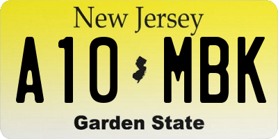 NJ license plate A10MBK