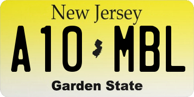 NJ license plate A10MBL