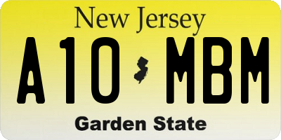 NJ license plate A10MBM