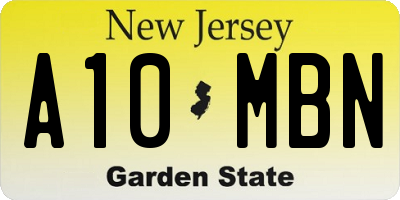 NJ license plate A10MBN