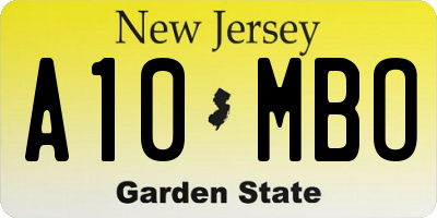 NJ license plate A10MBO