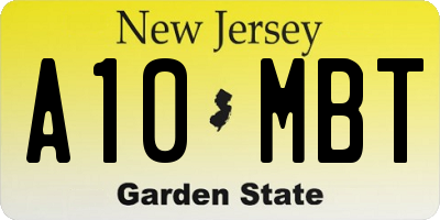 NJ license plate A10MBT