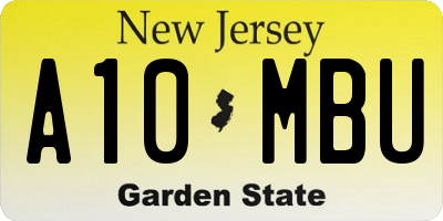 NJ license plate A10MBU