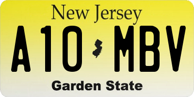 NJ license plate A10MBV