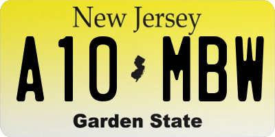 NJ license plate A10MBW