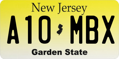 NJ license plate A10MBX