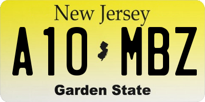 NJ license plate A10MBZ