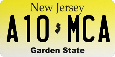 NJ license plate A10MCA