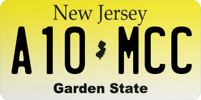 NJ license plate A10MCC