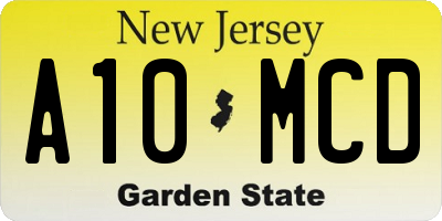 NJ license plate A10MCD