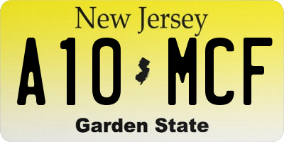 NJ license plate A10MCF