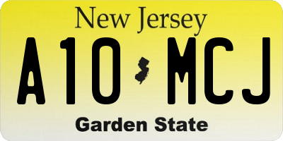 NJ license plate A10MCJ