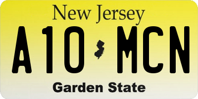 NJ license plate A10MCN