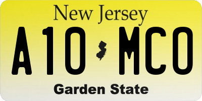 NJ license plate A10MCO