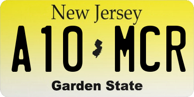 NJ license plate A10MCR