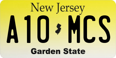 NJ license plate A10MCS