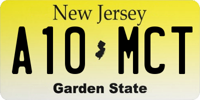 NJ license plate A10MCT