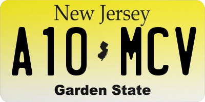 NJ license plate A10MCV