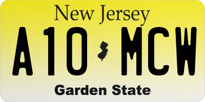 NJ license plate A10MCW