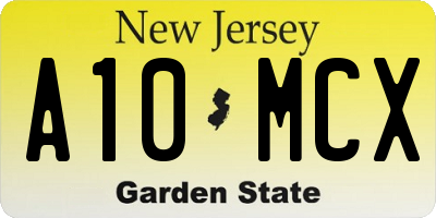 NJ license plate A10MCX