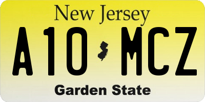 NJ license plate A10MCZ