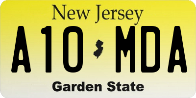 NJ license plate A10MDA