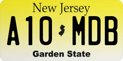 NJ license plate A10MDB