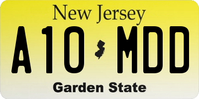 NJ license plate A10MDD