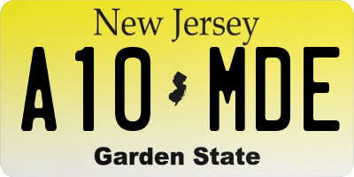 NJ license plate A10MDE