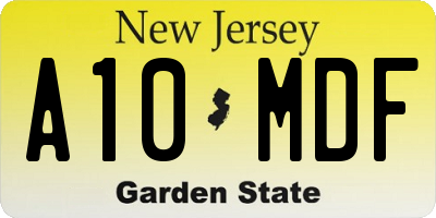 NJ license plate A10MDF