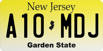 NJ license plate A10MDJ