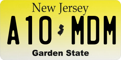 NJ license plate A10MDM