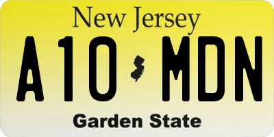 NJ license plate A10MDN