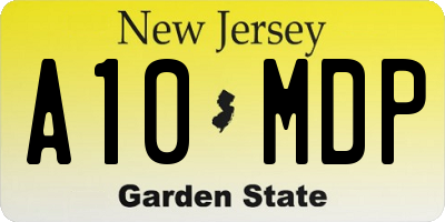 NJ license plate A10MDP