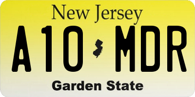 NJ license plate A10MDR