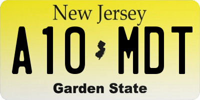 NJ license plate A10MDT