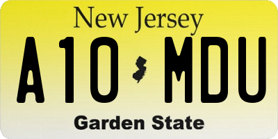 NJ license plate A10MDU