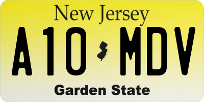 NJ license plate A10MDV