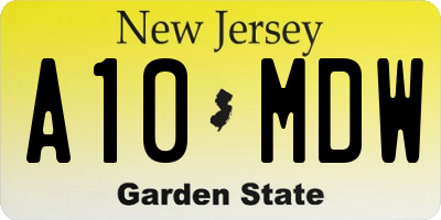 NJ license plate A10MDW