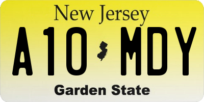 NJ license plate A10MDY