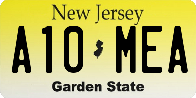 NJ license plate A10MEA