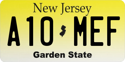 NJ license plate A10MEF