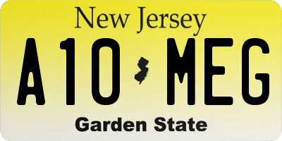 NJ license plate A10MEG