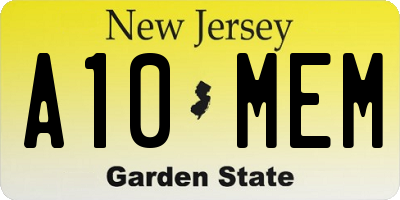 NJ license plate A10MEM