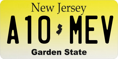 NJ license plate A10MEV